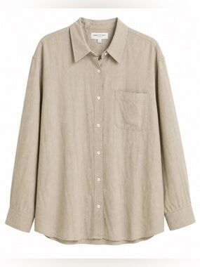 Embassy Row Linen Button Down Shirt Size 16 Beige Oversized Relaxed 100% Linen